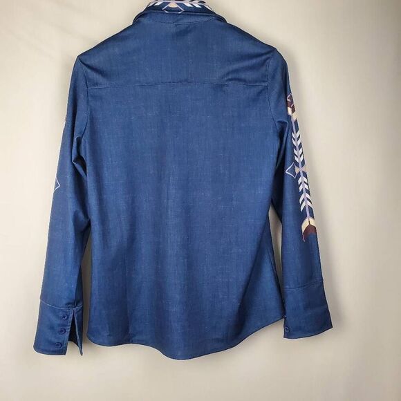 MissLook Size Medium Blue Button Front Shirt - Picture 3 of 8